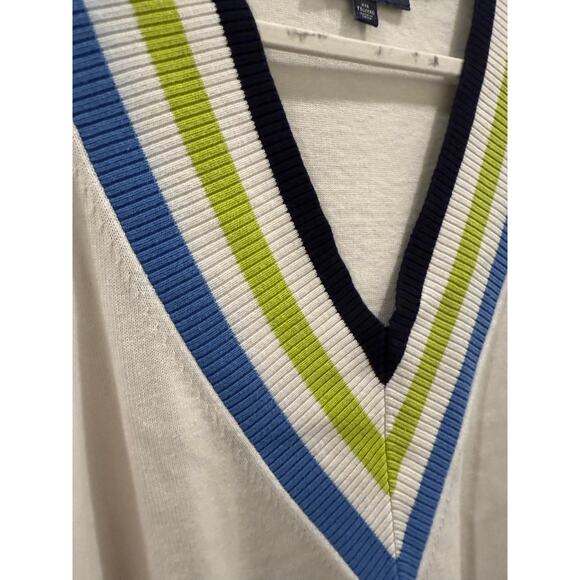 Tommy Hilfiger Sweater Size XXL 2XL White V-Neck Cotton Blend Striped - Picture 7 of 7